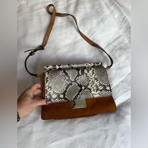 Vince Camuto Snakeskin and Brown Leather Shoulder Bag or Crossbody